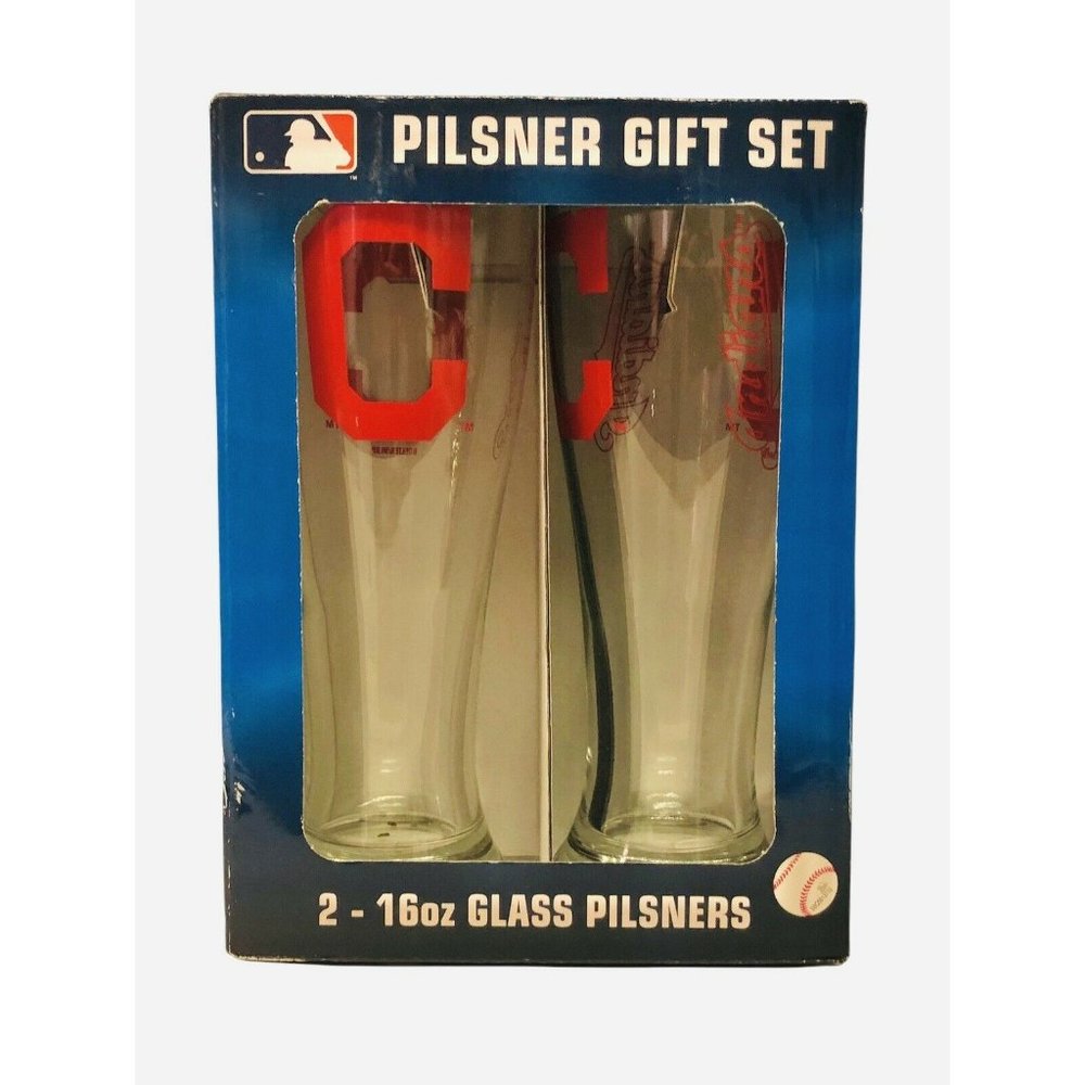 Cleveland Indians CollectibleGlass Pilsners Set Of 2 16 oz 2 PACK Boelter Brands